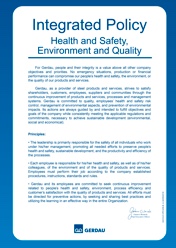 Cover Sheet Integrated Policy Health and Safety, Environment and Quality